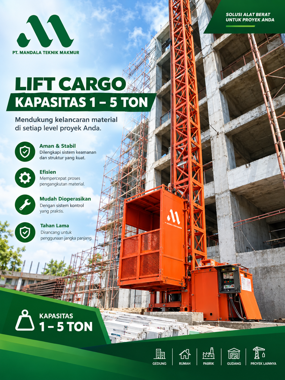 Sewa Hoist Lift Cargo/Passenger Solok| Hub 085196571864